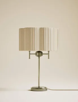Scallop Pleated Shade Brass Base Table Lamp Antique Brass - M&S - FashionsVida
