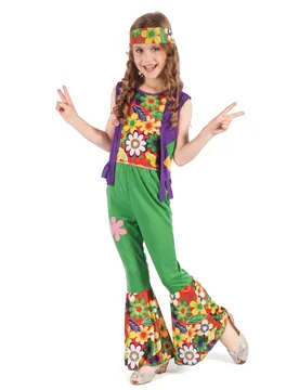 Flower Power-Mädchenkostüm Hippie bunt - KARNEVAL-MEGASTORE - FashionsVida
