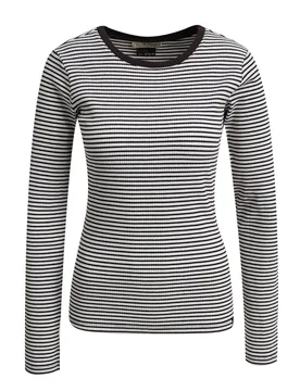 Fitted Rib ongseeve Striped femae - L - FashionsVida