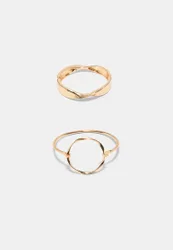 Set mit 2 gewellten Armreifen Goldfarben OS