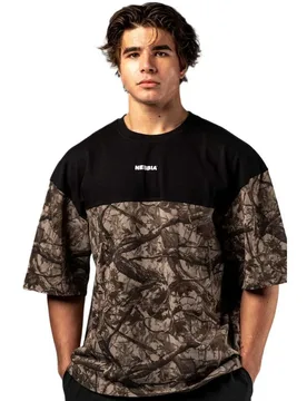 T-shirt à Manches Courtes Oversized Power 898 Light Brown Camo 2XL - Nebbia - FashionsVida