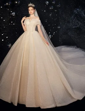 A new one-shoulder light and ethereal dreamy dress with tail - Aliexpress - FashionsVida