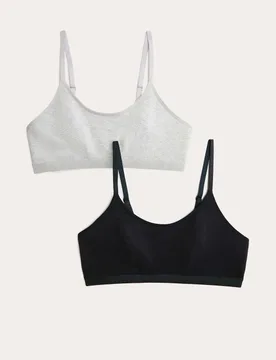 Pack Cotton First Bra Crop Tops Black Mix female - M&S - FashionsVida