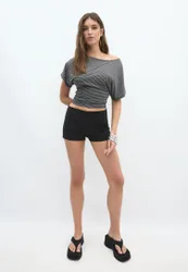 T-Shirt mit Streifenmuster Graumeliert XS