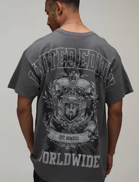 Herren Übergroßes T-Shirt Mit Limitiertem „Über Die Nähte"-Aufdruck Charcoal Größe XS - boohooMAN - FashionsVida