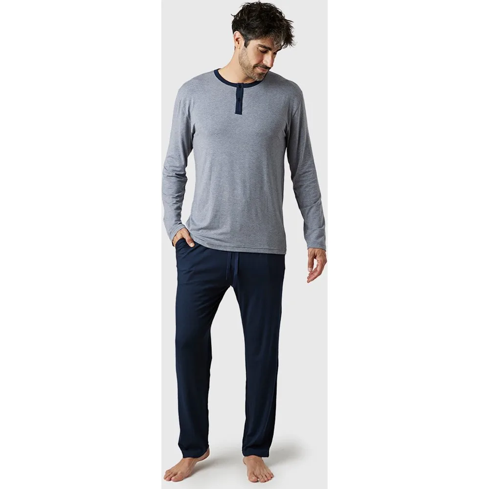 Pijama largo de hombre de modal color - ZD - FashionsVida