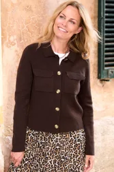 Women's Collared Cardigan Sweater in Dark Brown Size: 22 - Dark Brown - Size: 22