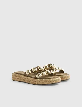 Womens Sandals Khaki Studded Flatform Shoes Suede - Size Uk 6 - River Island - FashionsVida