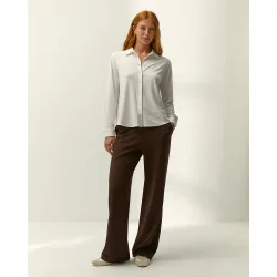 Pantalón recto de mujer punto liso cintura elástica