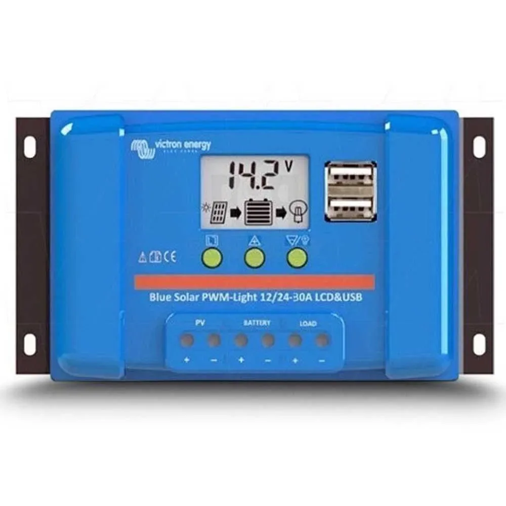 Blue Solar Pwm-lcd&usb 12/24v-regulator 30a Blue / Black One Size unisex - Victron energy - FashionsVida