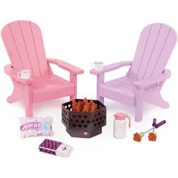 Set Sillas Adirondack con Fogata, Luces y Sonido