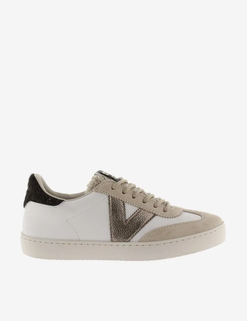 Lace Up Suede Panel Trainers Beige female - Victoria - FashionsVida