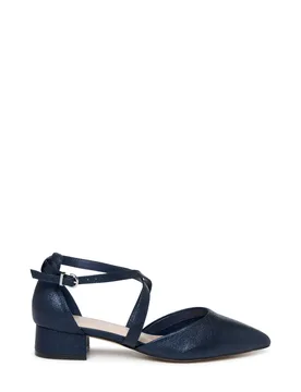 Women's Fabienne' Wide Fit Block Heel Open Court Shoes in Navy Size: 5E - Navy - Size: 5E - Paradox London - FashionsVida