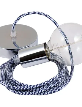 Cables Suspension Luminaire Rz12 Zigzag 1 M Blue / Chrome Plated One Size - Creative - FashionsVida