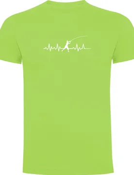 Fishing Heartbeat Short Sleeve T-shirt Light Green M Men - Kruskis - FashionsVida