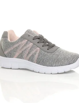Women's Low Heel Lace Up Memory Foam Trainers in Grey Size: 7 - Grey - Size: 7 - Ajvani - FashionsVida