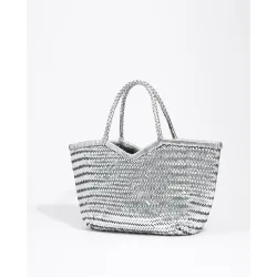 Bolso de hombro de mujer grande piel trenzada