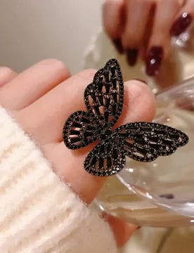 Women Ring Hollow Out Butterfly Shape Ring Rhinestone Alloy Adjustable Opening Ring Banquet Party Wedding Finger Jewelry - Aliexpress - FashionsVida