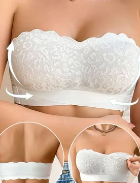 Pieza Sujetador camiseta inalámbrico con parches de encaje para mujer S - Shein - FashionsVida