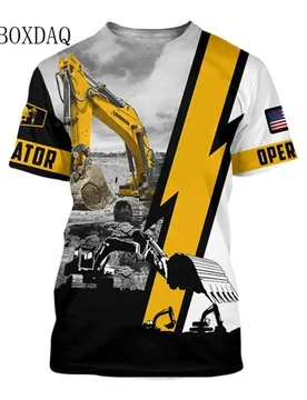 Excavator Operator Worker Clothes Men Casual T-shirts Short Sleeve 3d Print Street Tops 6XL Plus Size Man Construction site Tees - Aliexpress - FashionsVida