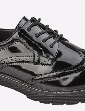 Addison Brogue Hi-Shine Shoe Womens - Black - Size Uk 7 - Boulevard - FashionsVida
