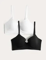Pack Seamfree Wired Demi Cup Bras A-E Black Mix female