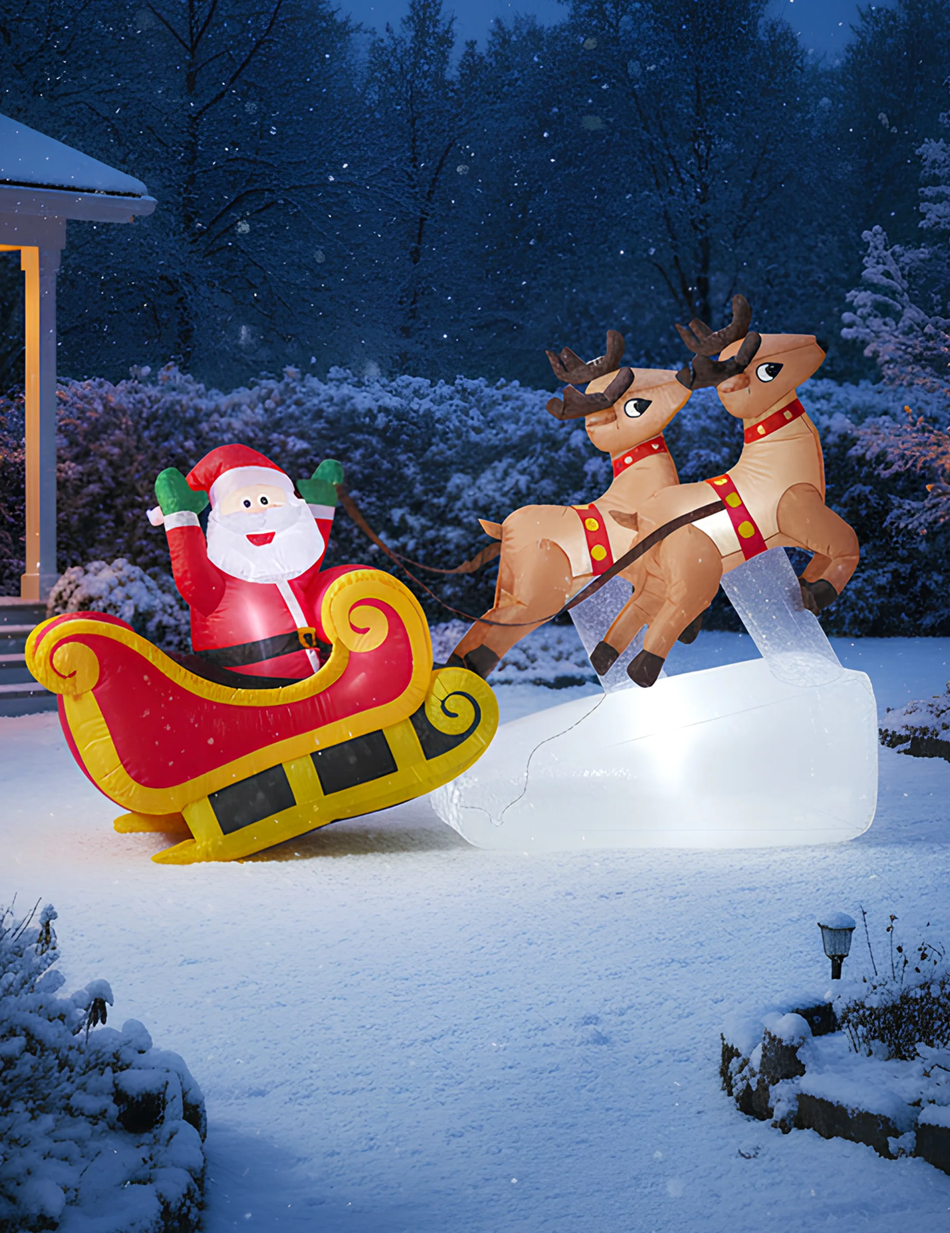 Aufblasbarer Schlitten Weihnachtsmann Deko 210 cm - Widmann - FashionsVida