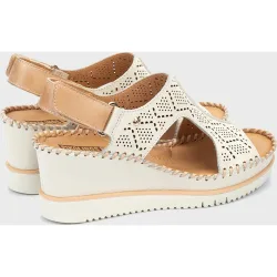 Sandalias de cuña de mujer de piel con suela extraligera