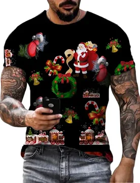 New Year Party Funny 3D Santa Claus Print T Shirt For Men Christmas T Shirt Casual O-neck Short Sleeve Loose Tops X'mas Clothing - Aliexpress - FashionsVida