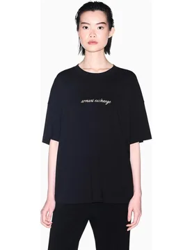 Camiseta de mujer de manga corta con logo en el pecho - Armani Exchange - FashionsVida