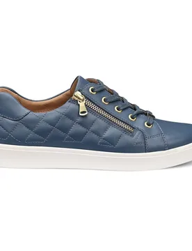 Women's Wide Fit 'Wonder' Quilted Trainers in Mid Blue Size: 7.5 - Mid Blue - Size: 7.5 - Hotter - FashionsVida