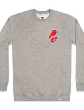 Matt Sewell Mens Red Bird Sweat - Ash Marl - Silverstick + Matt Sewell - FashionsVida