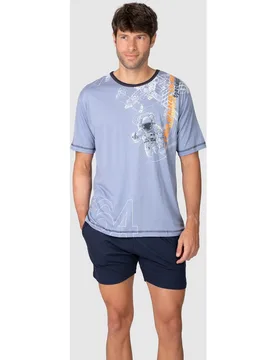 Pijama corto de hombre de manga corta con estampado gráfico - Massana - FashionsVida
