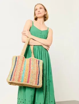 Straw Striped Tote Bag Multi female - Fatface - FashionsVida
