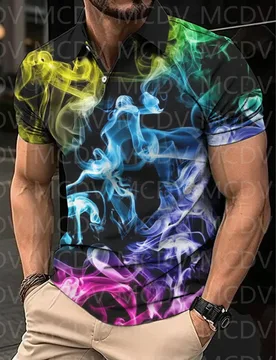 Men's Rainbow Smoke Casual Printed Short-Sleeved Polo Shirt 3D Printed Polo Shirt Summer Men's Tops - Aliexpress - FashionsVida