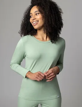 Women's 1 Pack Bamboo Loungewear Selection Long Sleeved Top Green UK 12 - Green - Size: UK 12 - Lazy Panda - FashionsVida