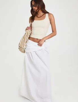 Womens Poplin Wrap Maxi Skirt - White - Size 16 Uk - Boohoo - FashionsVida