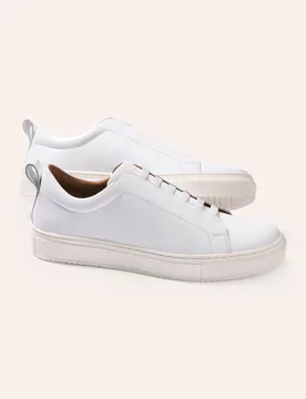 Smart Casual Sneaker, noch offen: Größenlauf, Farbe Weiß, 45, ohne Schnüren atmungsaktives Lederfutter Herren - Walbusch - FashionsVida