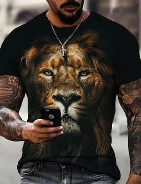 Summer Men's Printed Casual Crew Neck Short Sleeve T-Shirt King Lion 3D Printed T Shirt - Aliexpress - FashionsVida