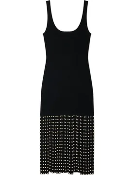 Vestido largo de punto ajustado con flecos y tachuelas - sandro - FashionsVida