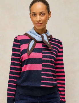 Merino Wool Blend Striped Jumper Navy Mix female - White stuff - FashionsVida