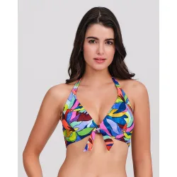 Top bikini mujer con copa triangular y nudo delantero