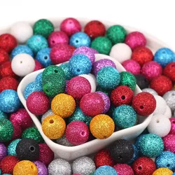 Pcs 16mm Acrylic Multicolor Golded Powder Round Beads Spacer Beads For Jewelry Making DIY Bracelets Necklace Accessories