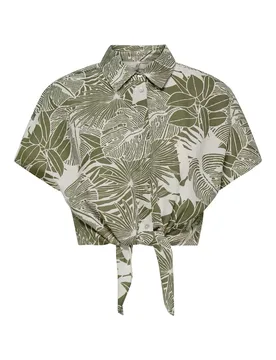 ONLJAKIRI LINEN S/S KNOT SHIRT WVN feale - M - FashionsVida