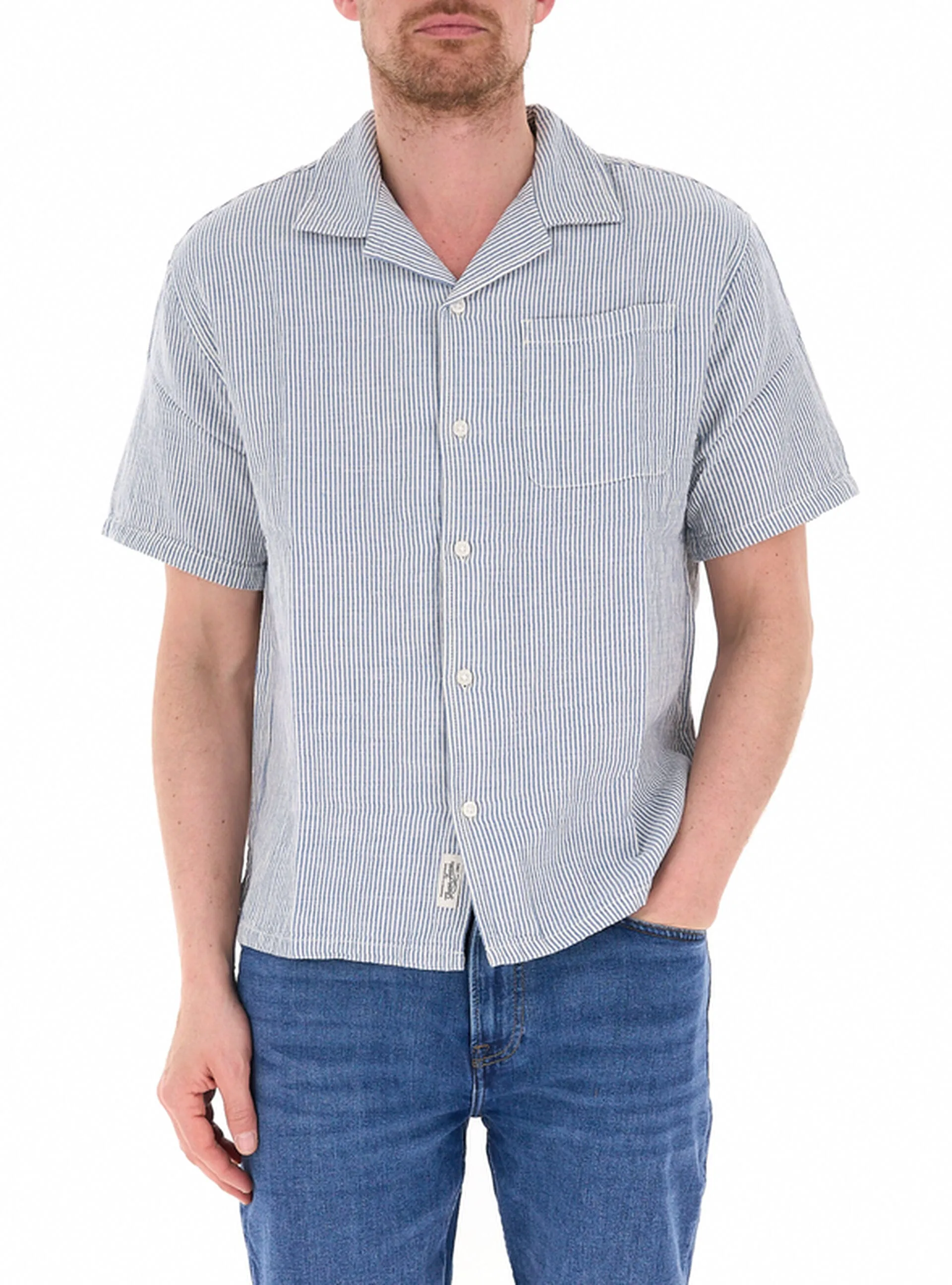 Camicia maniche corte BLU CHIARO S - Guess Jeans - FashionsVida