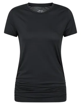 Active Womens Ruched Longline T-Shirt - Black - Black - Size: 8 - Mountain Warehouse - FashionsVida