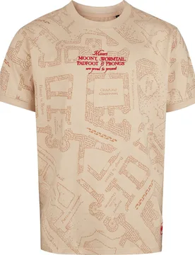 Oversize T-Shirt - Marauder's Map All Over - Oversize - S bis L - für Männer - Größe L - sand - Lizenzierter Fanartikel - Männer - male - Harry Potter - FashionsVida