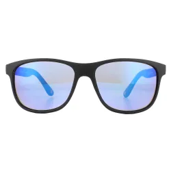 Unisex Rectangle Black Blue Sunglasses - Black - Size: One Size