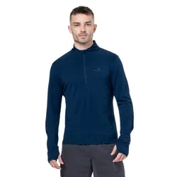 Maglietta A Manica Larga Con Mezza Cerniera Tech Merino Dark Navy / Oxide M