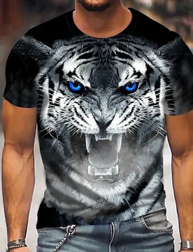 D Tiger Lion Face PrinteT Shirt New Animal Casual Short Sleeve Summer Fashion Shirt Harajuku Oversized T Shirt - Aliexpress - FashionsVida